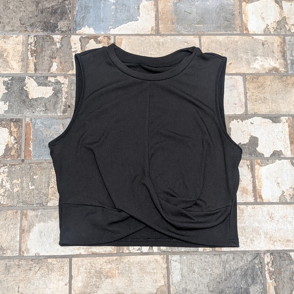 Cider Tops - CIDER Women's Tank Top Size XL Black Cropped Top Cross Over